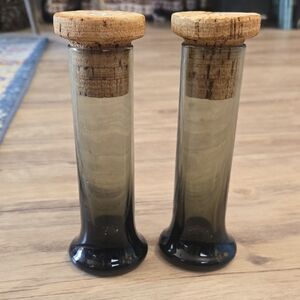 Vintage Mid-Century Modern Smoked Glass Salt And Pepper Shakers